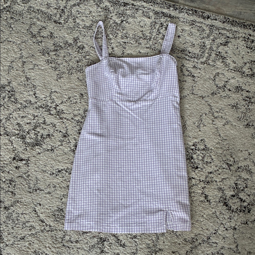 Hollister Purple Gingham Mini Dress—-Size: Medium